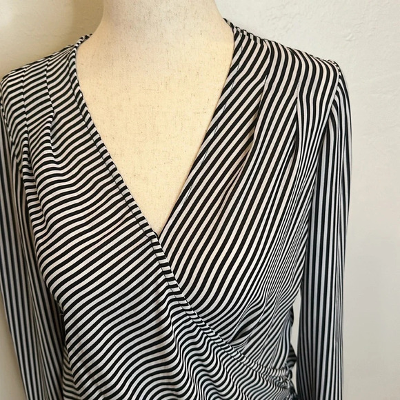 BADGLEY MISCHKA STRIPED WRAP BLOUSE - Picture 3 of 10